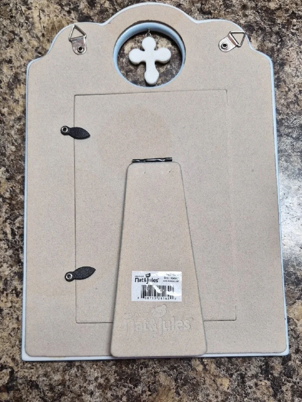 New. Demdaco Ivory Baby Baptism Frame with Cross Accent